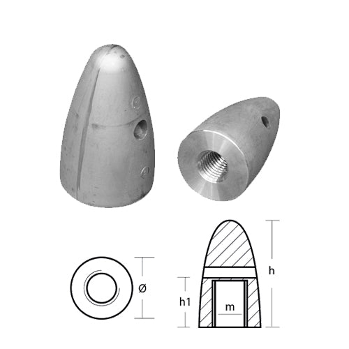 Anodo Volvo Penta dado per Asse serie DPX 35-M24